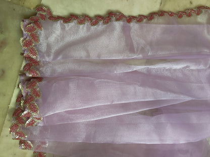 Beautiful and Stylish organza saree(Lavender)