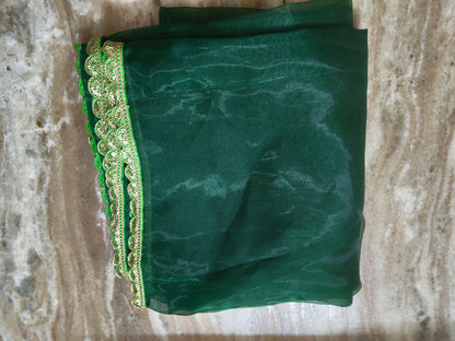 Beautiful and Stylish organza saree(Dark green)