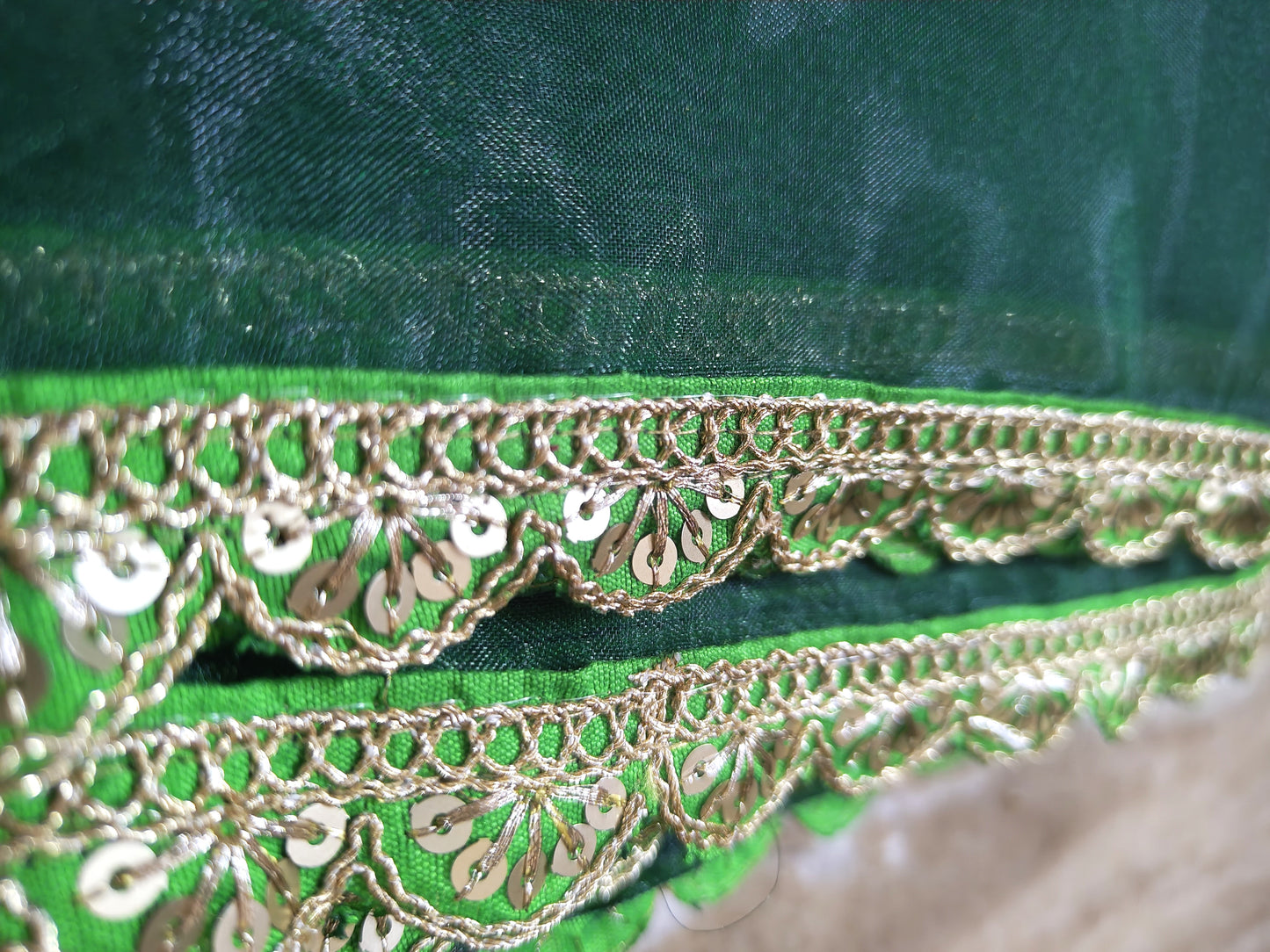Beautiful and Stylish organza saree(Dark green)