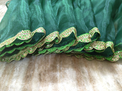 Beautiful and Stylish organza saree(Dark green)