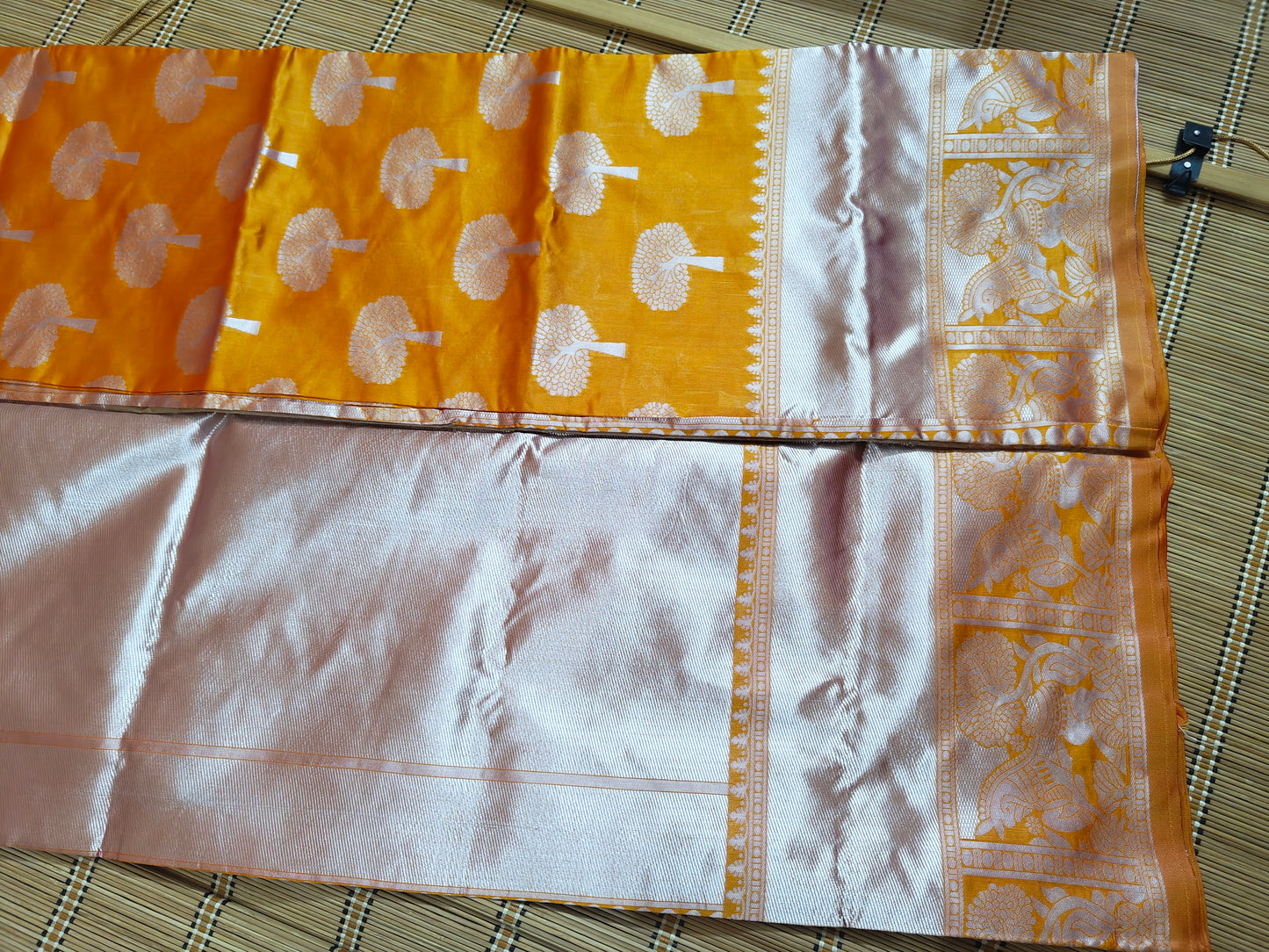 Beautiful and Elegant Banarasi Tissue Silk Saree-Sunset Yellow