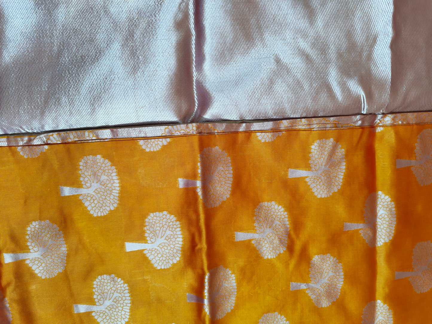 Beautiful and Elegant Banarasi Tissue Silk Saree-Sunset Yellow