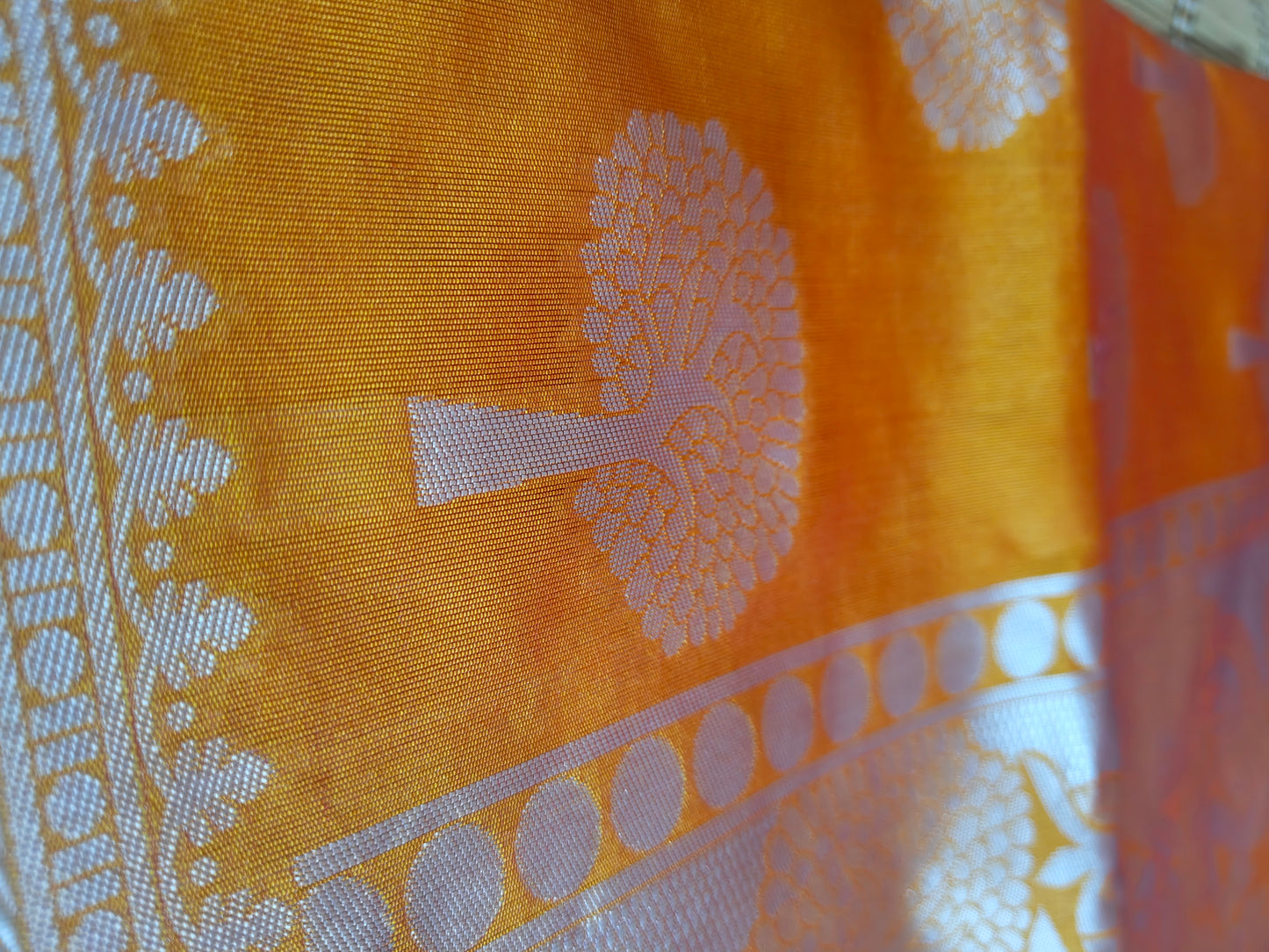 Beautiful and Elegant Banarasi Tissue Silk Saree-Sunset Yellow
