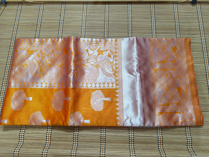 Beautiful and Elegant Banarasi Tissue Silk Saree-Sunset Yellow
