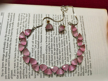 Beautiful and Classic AD Jewellery set-Baby pink
