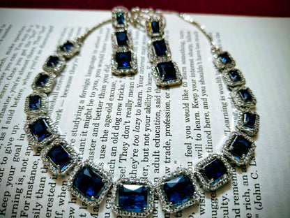 Beautiful and Classic AD Jewellery set-Royal blue